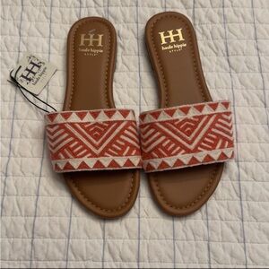Haute Hippie Geometric Red and Tan Sandals